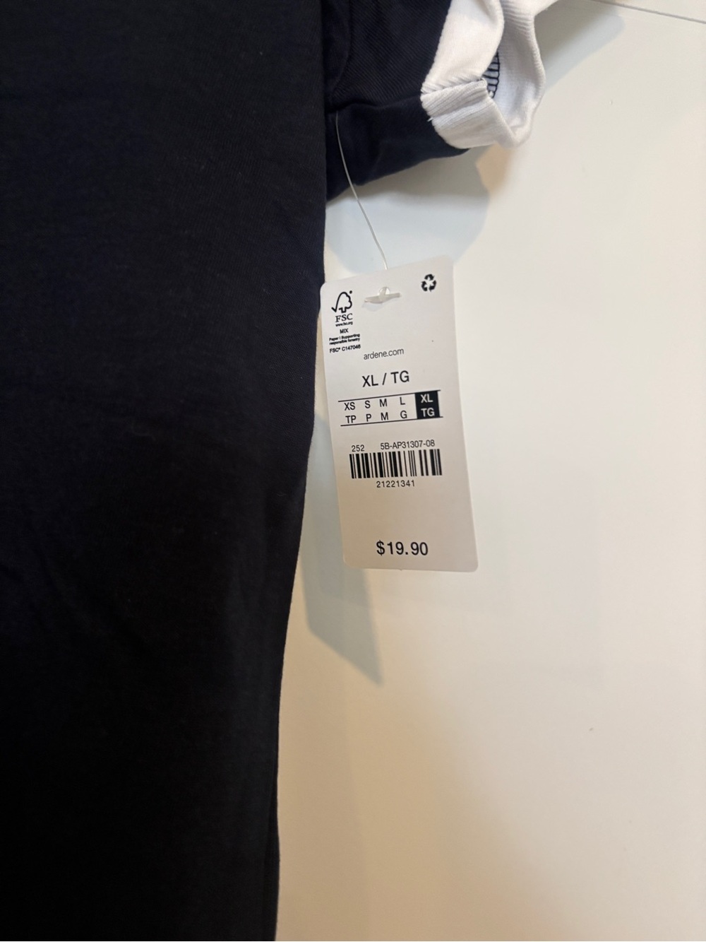 NWT Ardene Brooklyn New York Contrast Ringer Tee - Navy & White - Picture 2 of 7